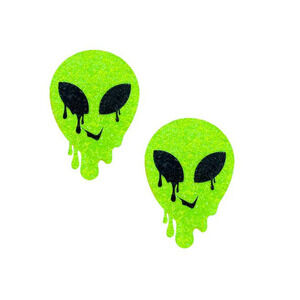 Neva Nude - Super Sparkle Lemon Lime Alien Glitter Nipple Pasties - Green